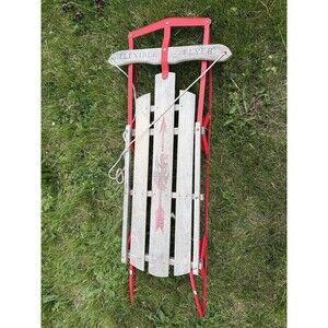Real Vintage 1950’s Flexible Flyer Super Steering Sled 45” X 21” Wood Metal
